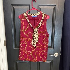 Stylish Women's Sleeveless Top - Red and Cream